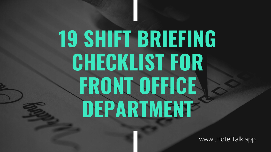 19 Shift Briefing Checklist For Front Office Department HotelTalk 