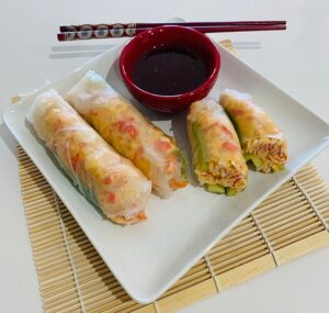 Duck Spring Rolls with Mission Fig Compote