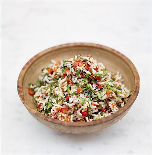 Rice salad with roasted pepper and herb vinaigrette