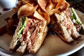 Salmon Club Sandwich with Roasted Shallot Smear