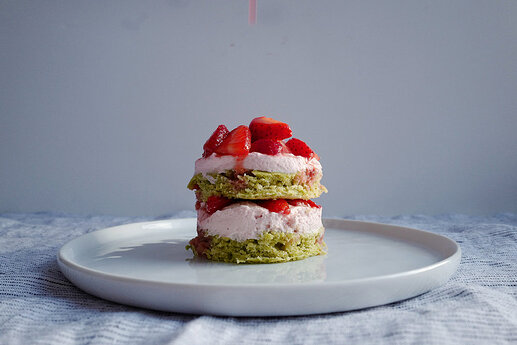 Strawberry Almond Shortcake with Basil