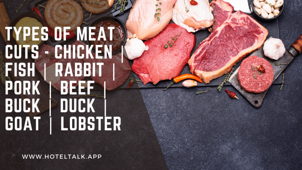 Types of Meat Cuts Chicken Fish Rabbit Pork Beef Buck Duck Goat Lobster