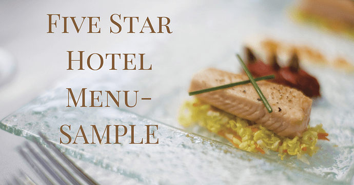 Five Star Hotel Menu [Multi Cuisine] - Sample
