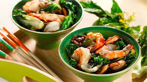 Indonesian Shrimp with Stir-Fried Greens 1