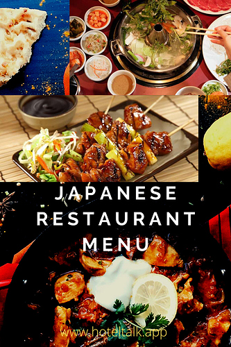 Japanese Restaurant Menu Sample