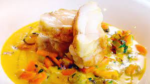 Monkfish with Creamy Curried Mussels