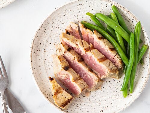 Roasted Tuna with Lime-Mustard Glaze and Cracked Pepper