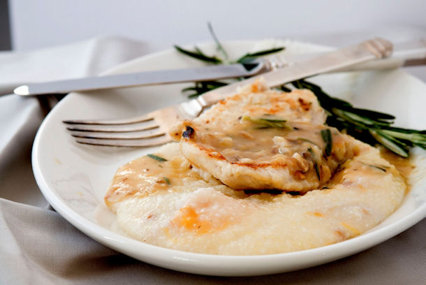 Rosemary Chicken with Cheddar Grits