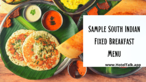 Sample South Indian Fixed Breakfast Menu