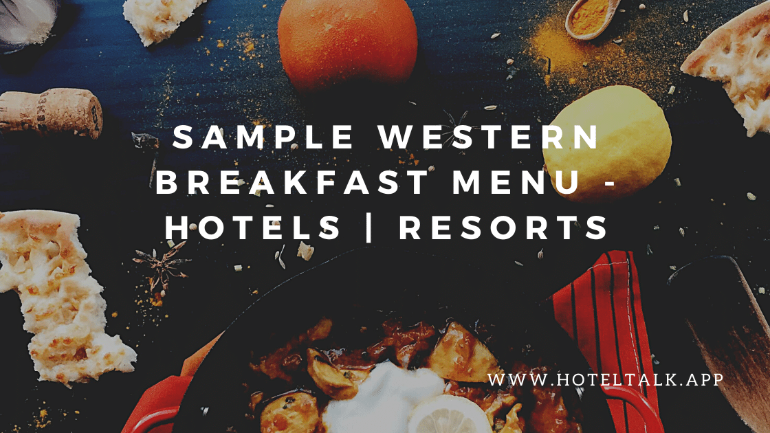 Sample Western Breakfast Menu Hotels or Resorts