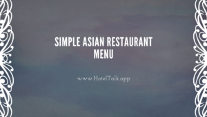 Simple Asian Restaurant Menu