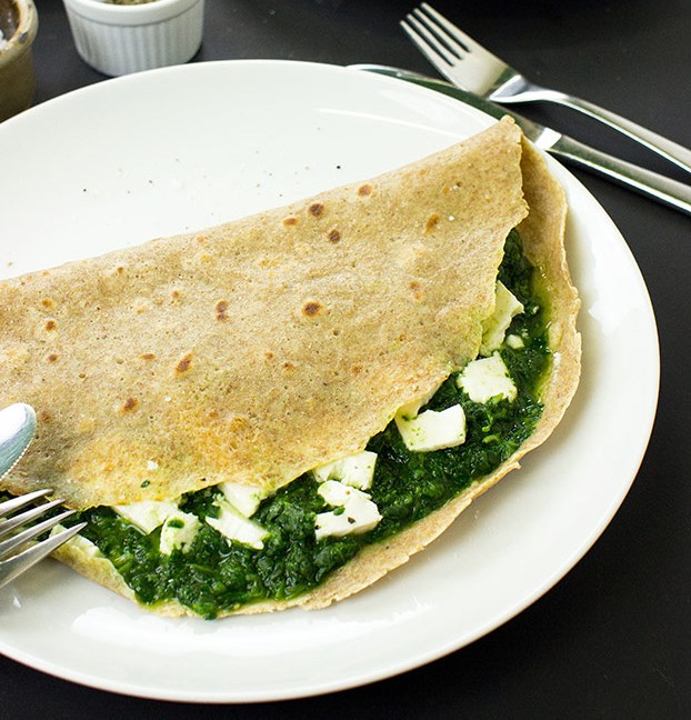 Whole Wheat Crepes with Spinach & Feta